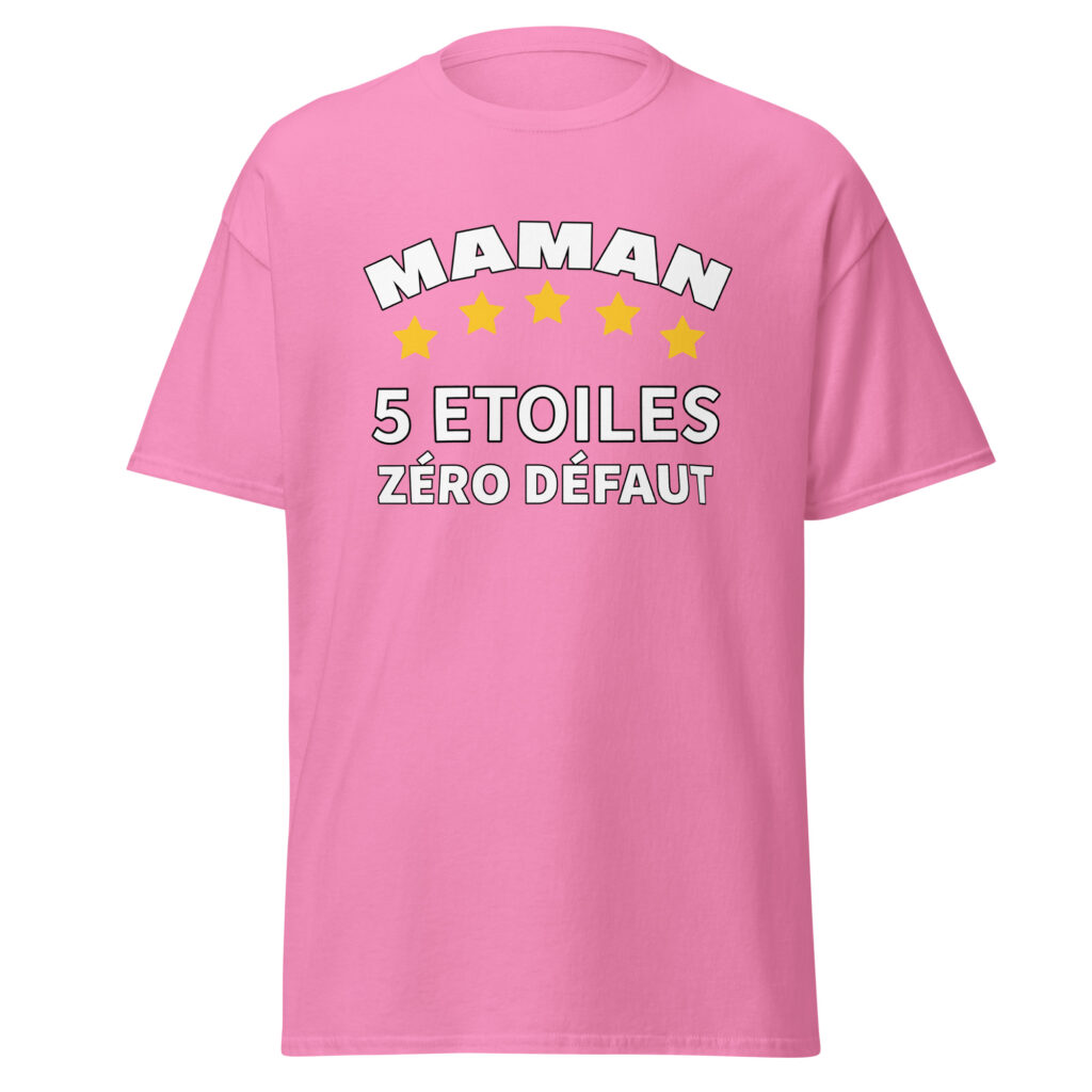 T-shirt maman 5 étoiles zéro défaut — Rose, face