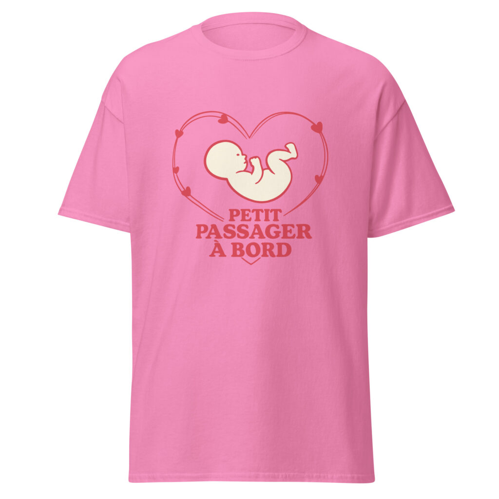 T-shirt naissance Petit passager à bord — Rose, face