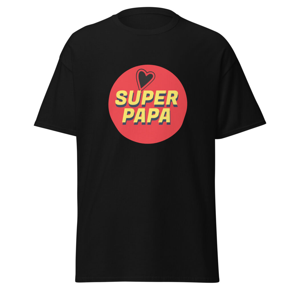 T-shirt super papa — Noir, face