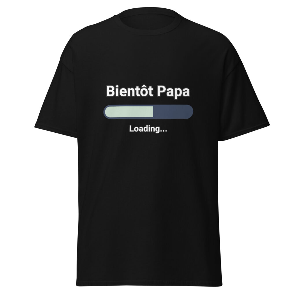 T-shirt Bientôt Papa — Noir, face