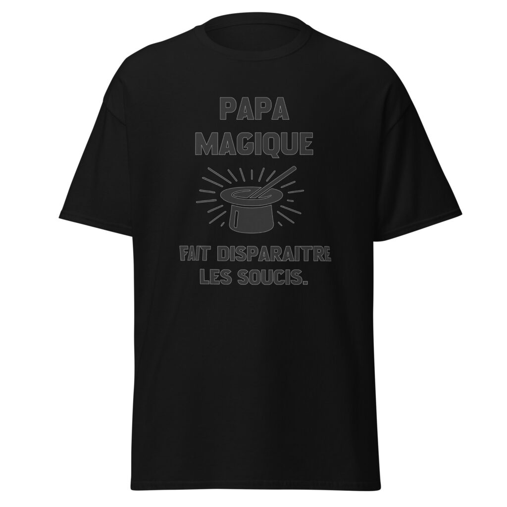 T-shirt papa magique — Noir, face