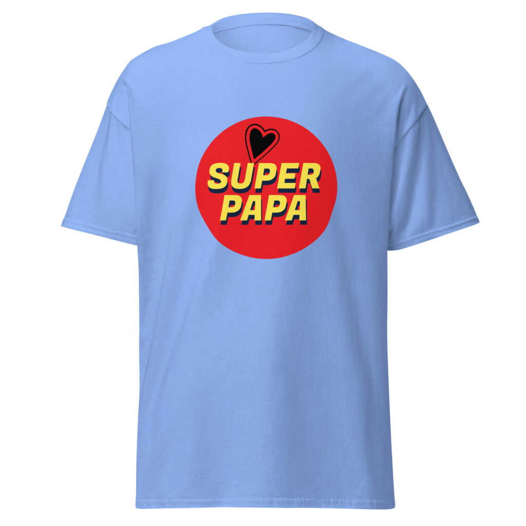 T-shirt super papa — Bleu, face