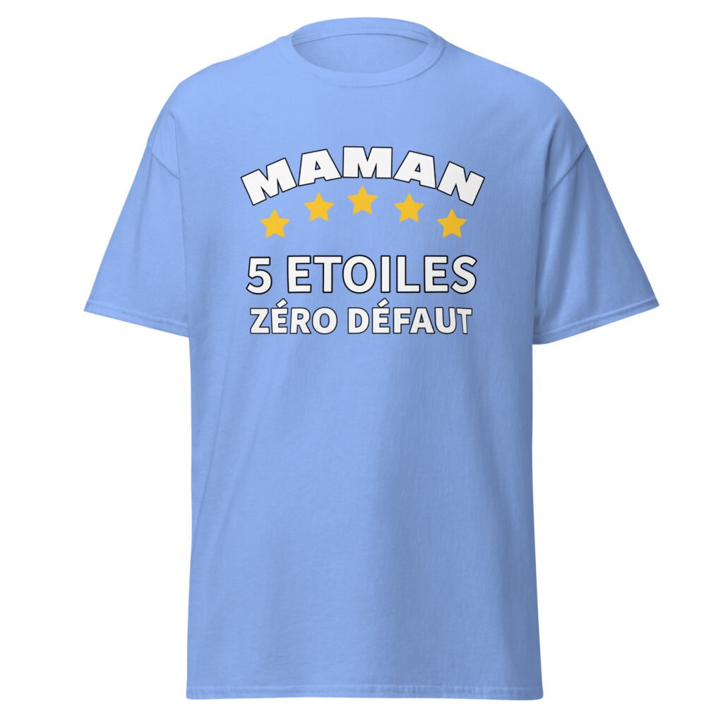 T-shirt maman 5 étoiles zéro défaut — Bleu, face