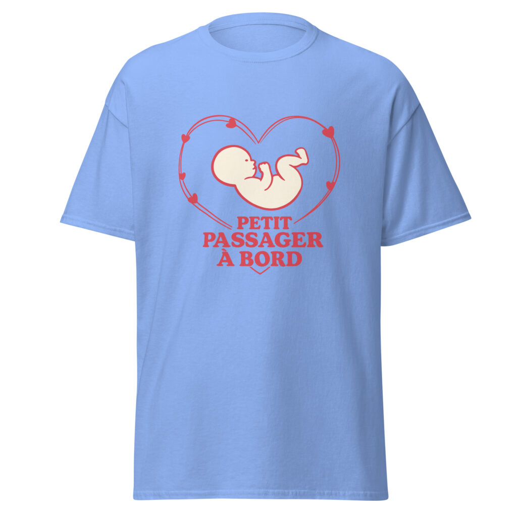 T-shirt naissance Petit passager à bord — Bleu, face