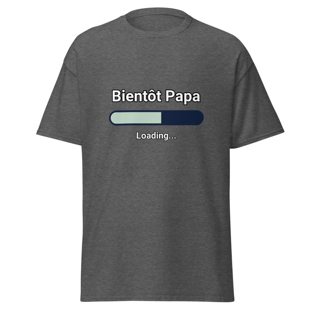 T-shirt Bientôt Papa — Gris Foncé Chiné, face