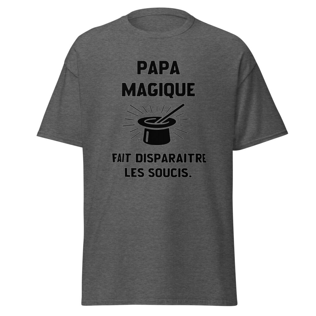 T-shirt papa magique — Gris Foncé Chiné, face
