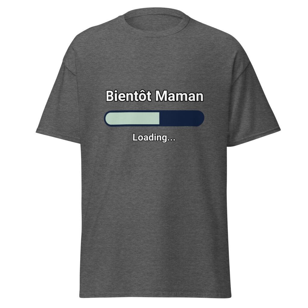 T-shirt Bientôt Maman — Gris Foncé Chiné, face