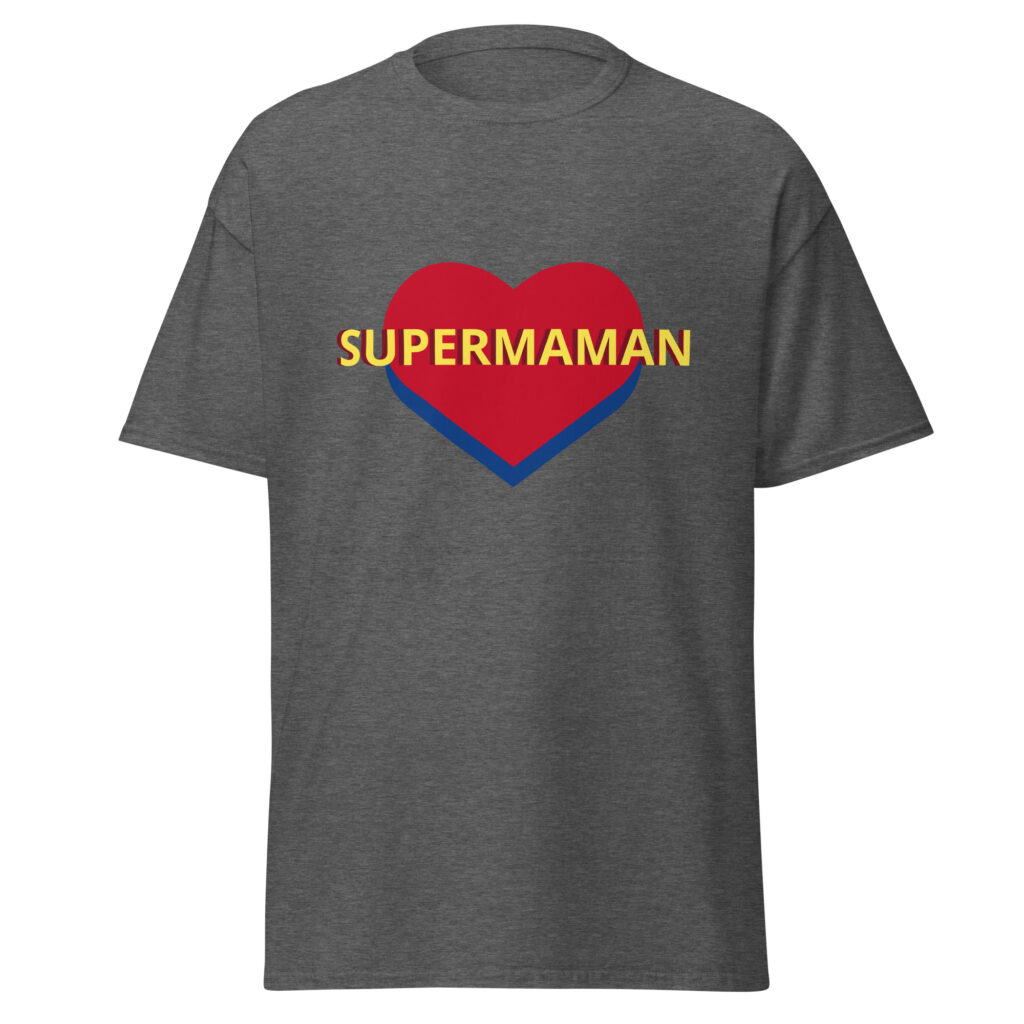 T-shirt SUPERMAMAN — Gris Foncé Chiné, face
