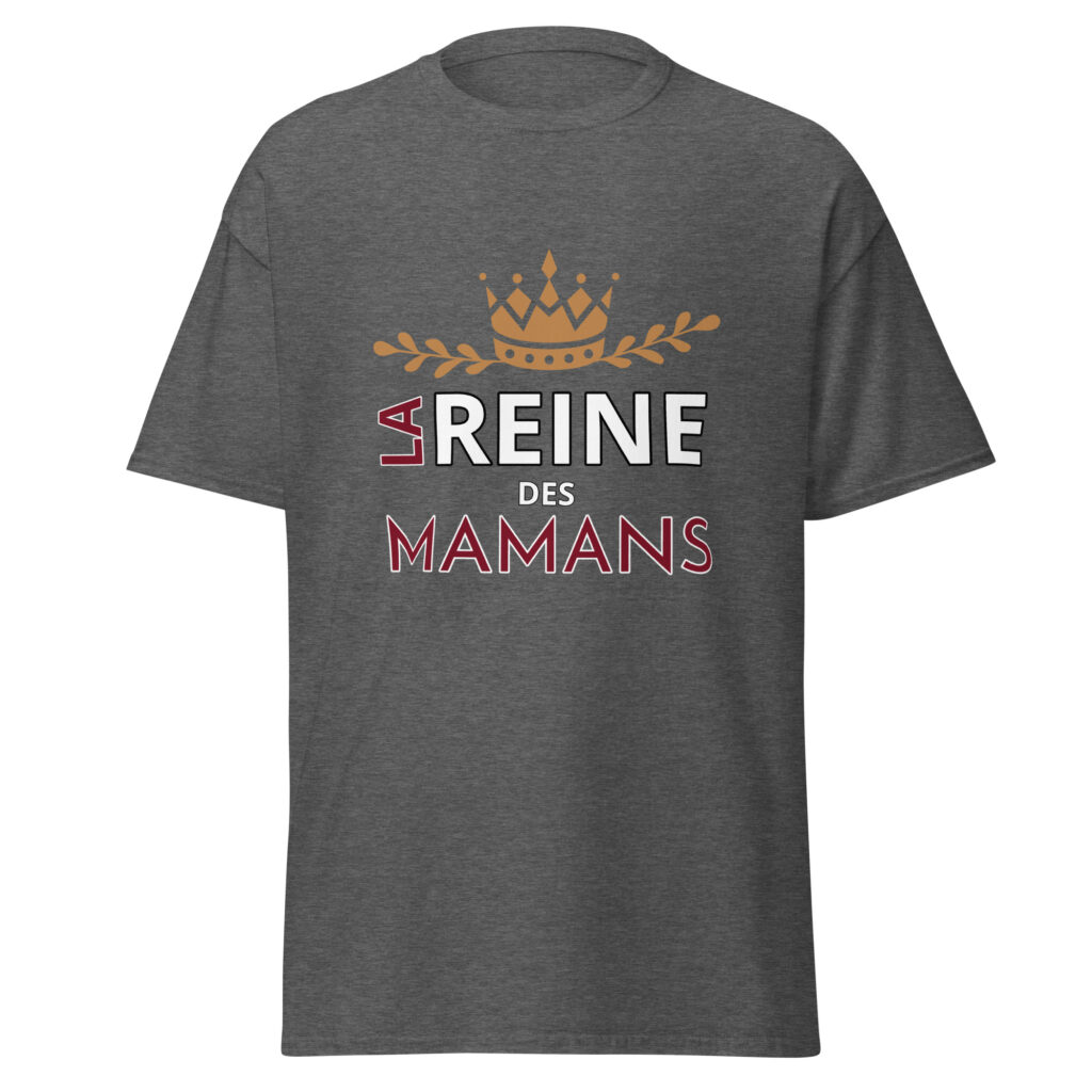 T-shirt la reine des mamans — Gris Foncé Chiné, face