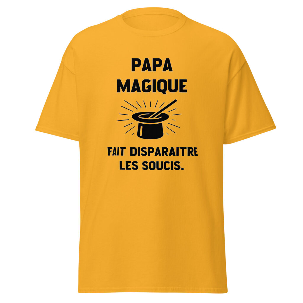 T-shirt papa magique — Or, face