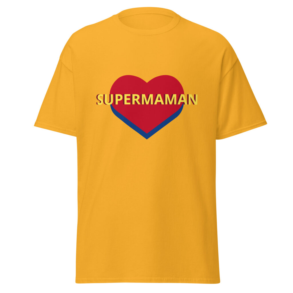 T-shirt SUPERMAMAN — Or, face