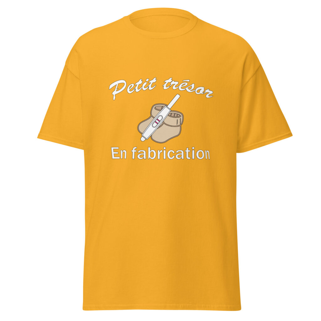 T-shirt petit trésor en fabrication — Or, face