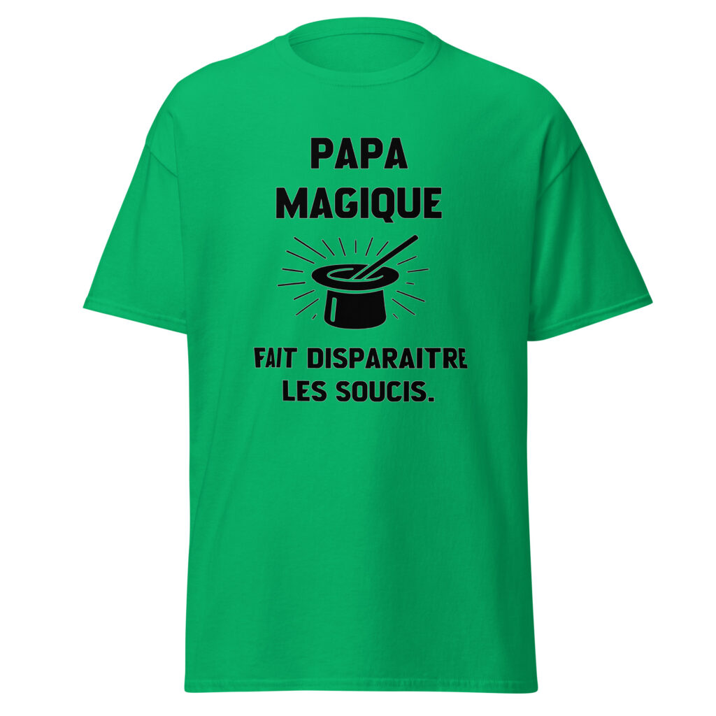 T-shirt papa magique — Vert menthe, face