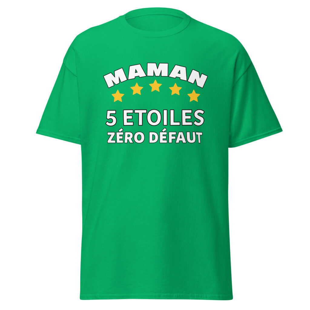 T-shirt maman 5 étoiles zéro défaut — Vert menthe, face
