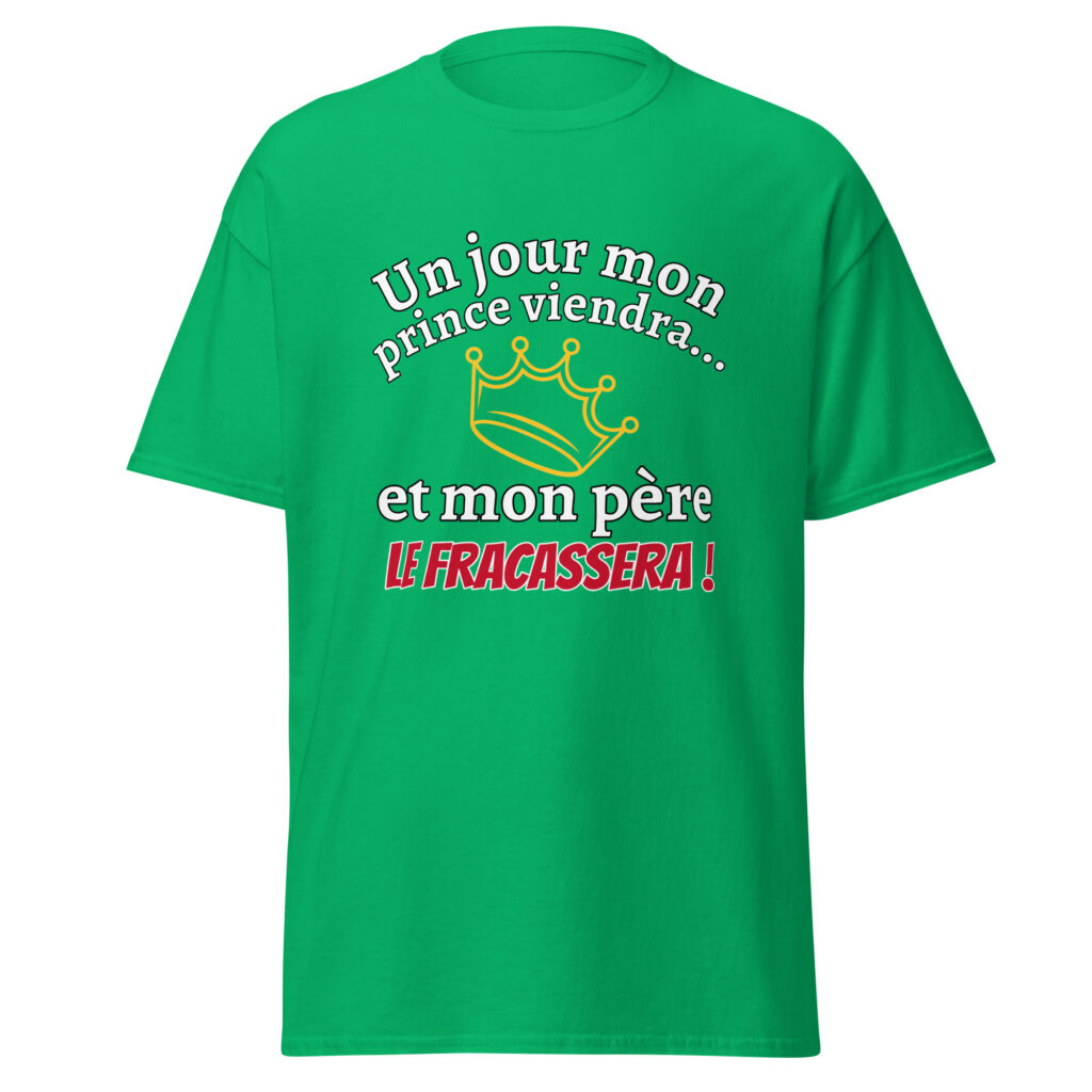 T-shirt un jour mon prince viendra — Vert menthe, face