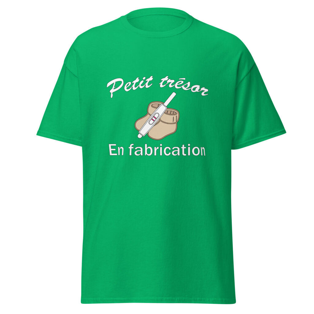 T-shirt petit trésor en fabrication — Vert menthe, face