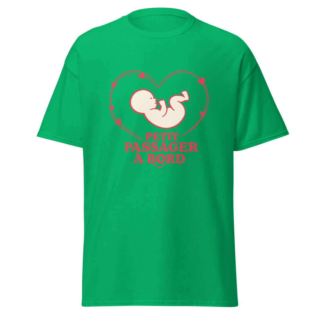 T-shirt naissance Petit passager à bord — Vert menthe, face