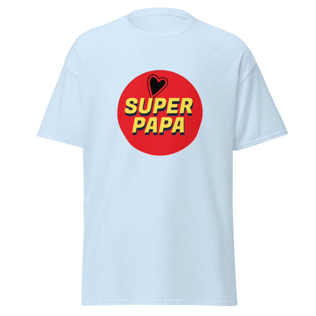 T-shirt super papa — Bleu Clair, face