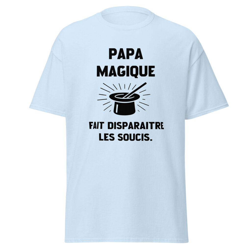 T-shirt papa magique — Bleu Clair, face