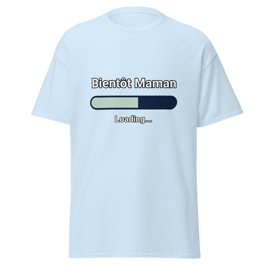 T-shirt Bientôt Maman — Bleu Clair, face