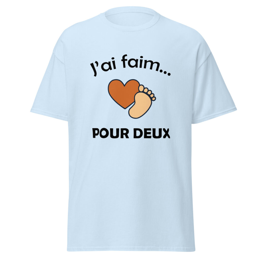 T-shirt naissance j'ai faim pour deux — Bleu Clair, face