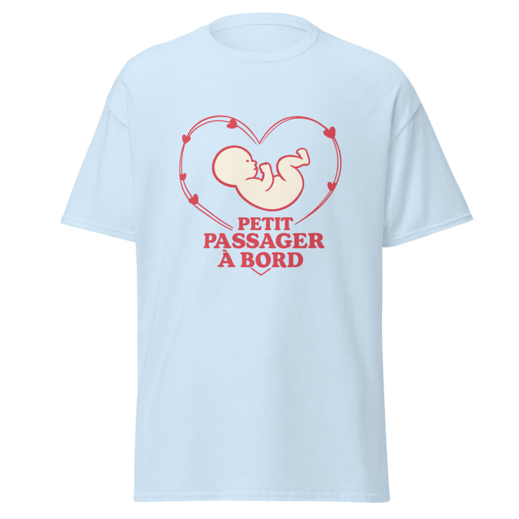 T-shirt naissance Petit passager à bord — Bleu Clair, face