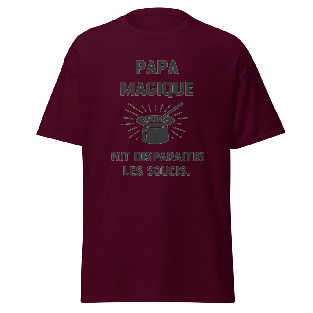 T-shirt papa magique — Bordeaux, face