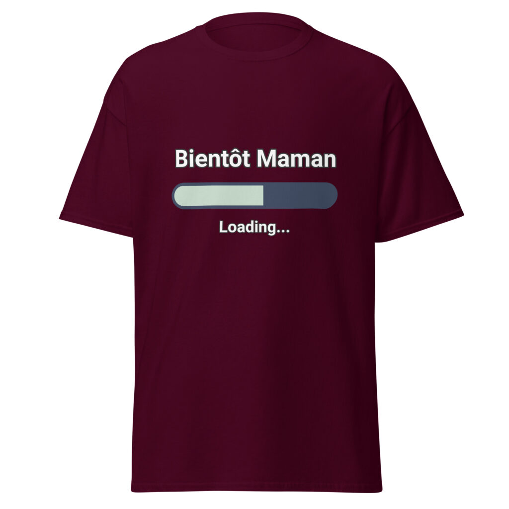 T-shirt Bientôt Maman — Bordeaux, face
