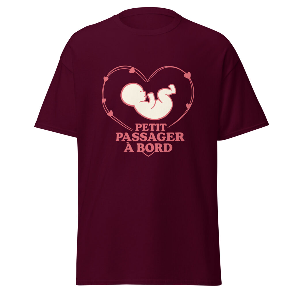 T-shirt naissance Petit passager à bord — Bordeaux, face