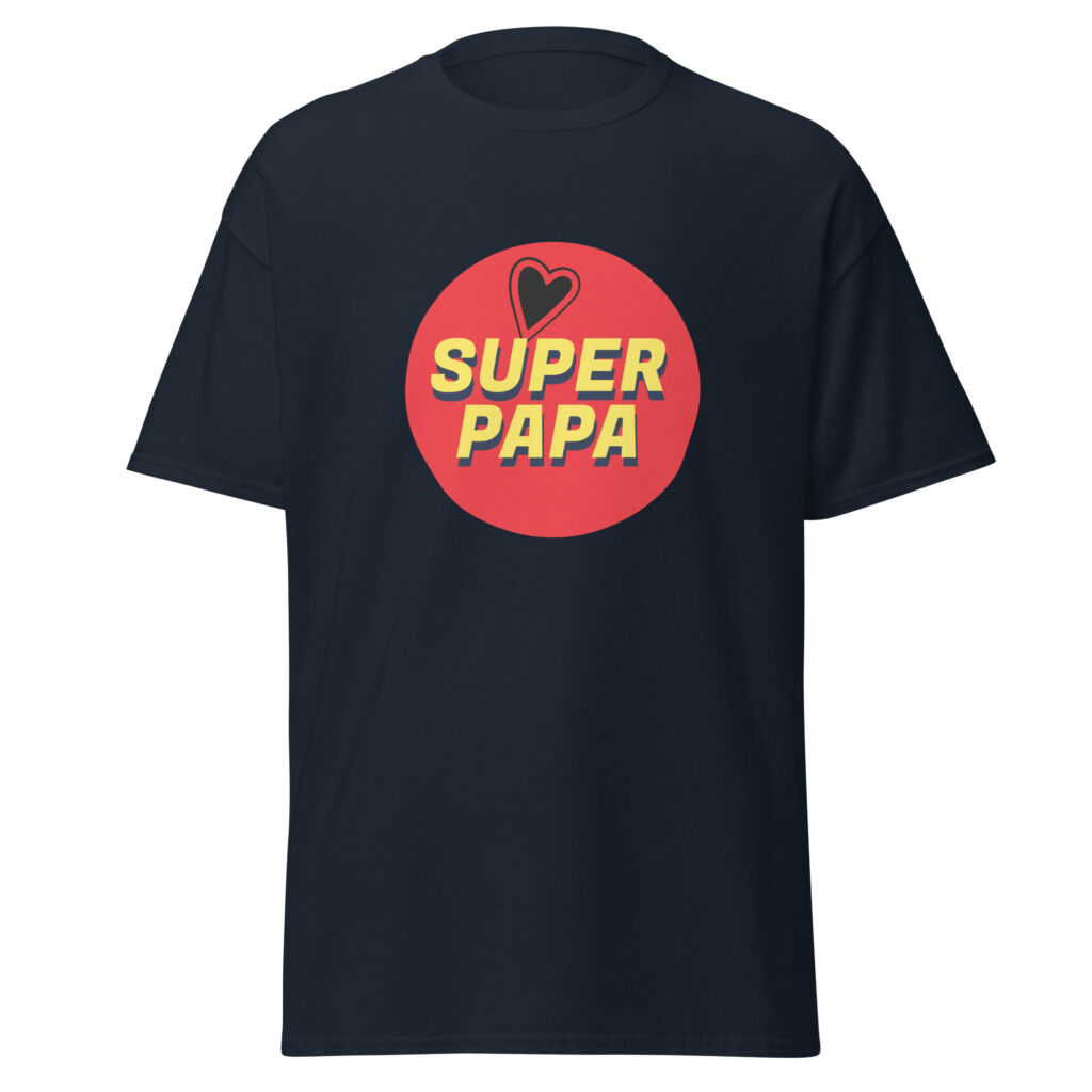 T-shirt super papa — Bleu Marine, face