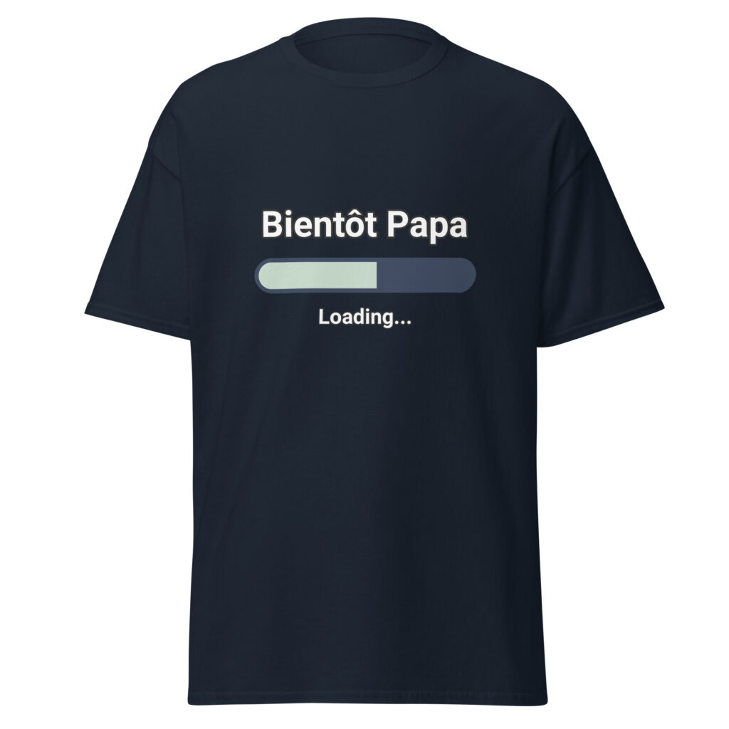 T-shirt Bientôt Papa — Bleu Marine, face