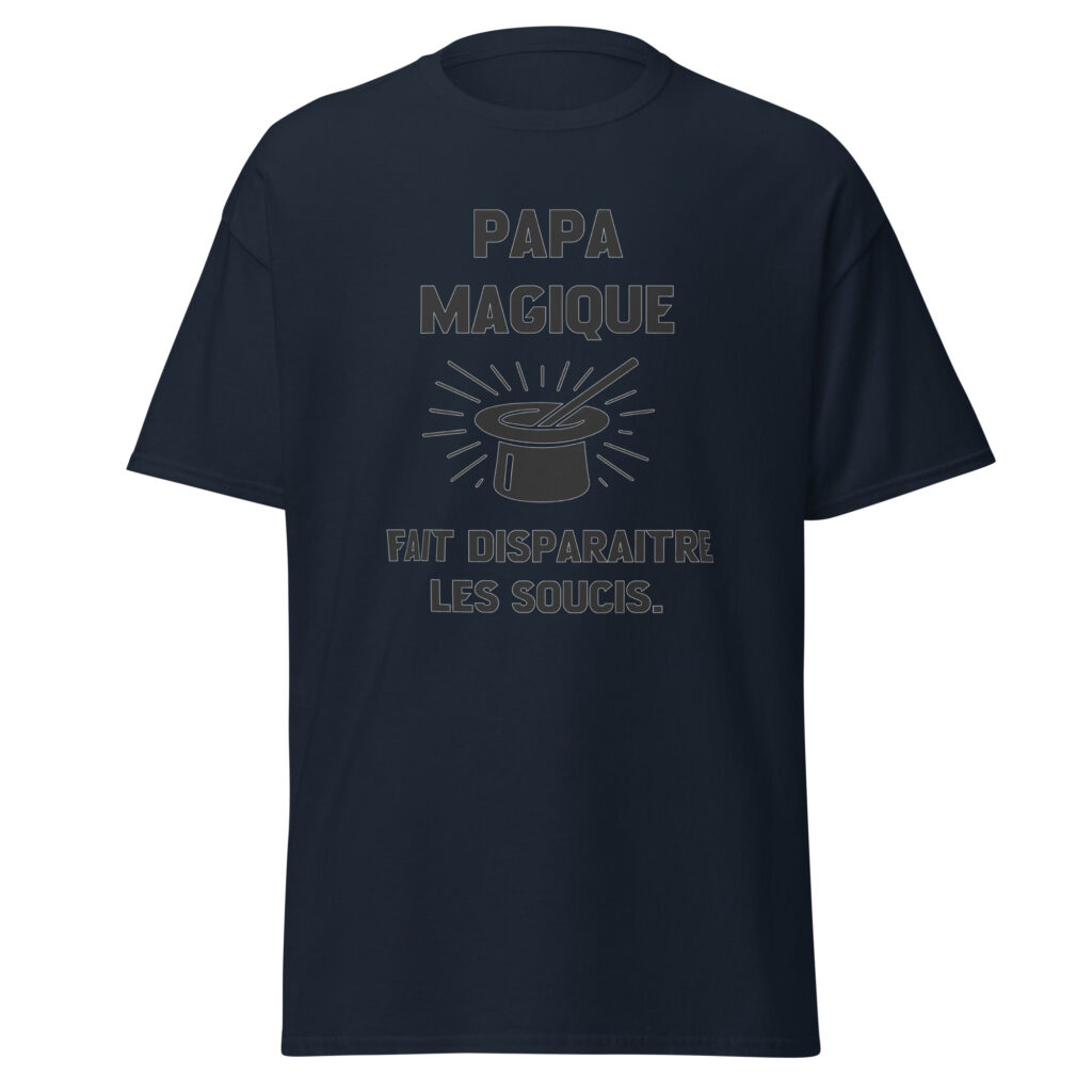 T-shirt papa magique — Bleu Marine, face