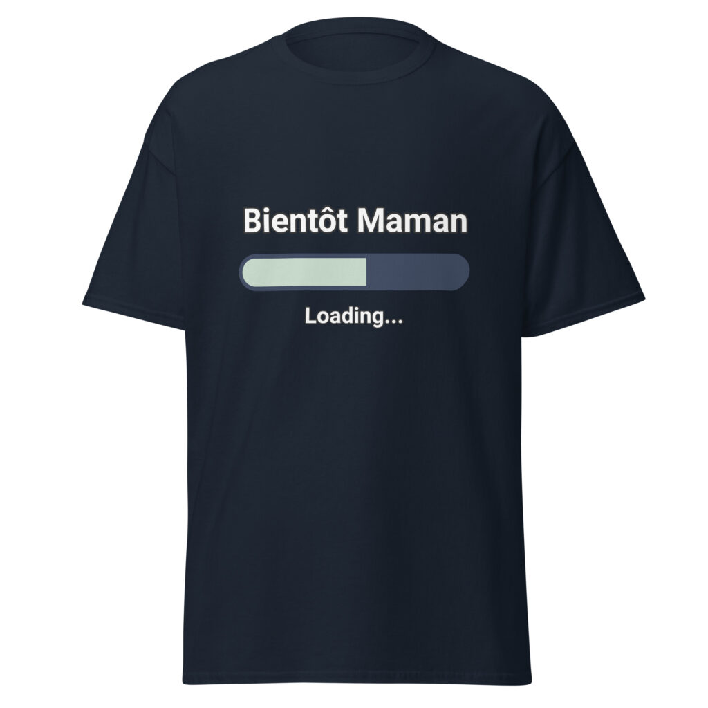 T-shirt Bientôt Maman — Bleu Marine, face