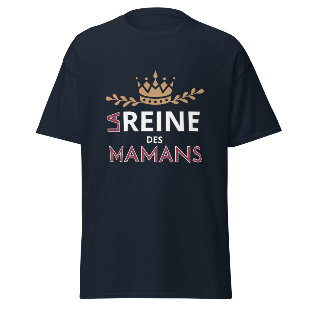T-shirt la reine des mamans — Bleu Marine, face