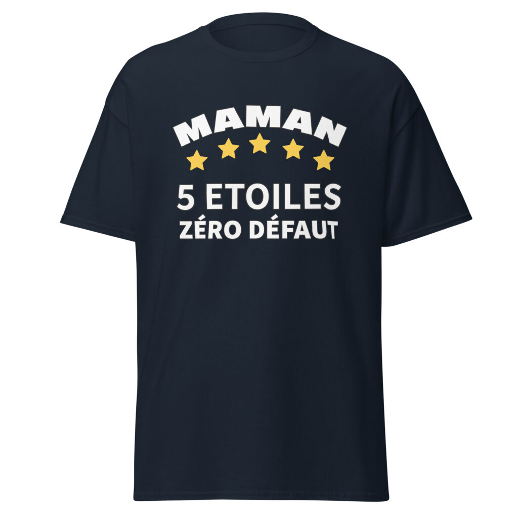 T-shirt maman 5 étoiles zéro défaut — Bleu Marine, face