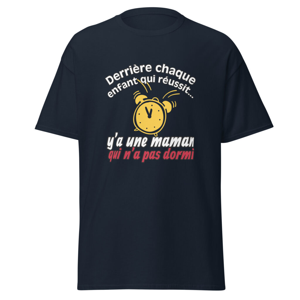 T-shirt derrière chaque enfant qui réussit — Bleu Marine, face