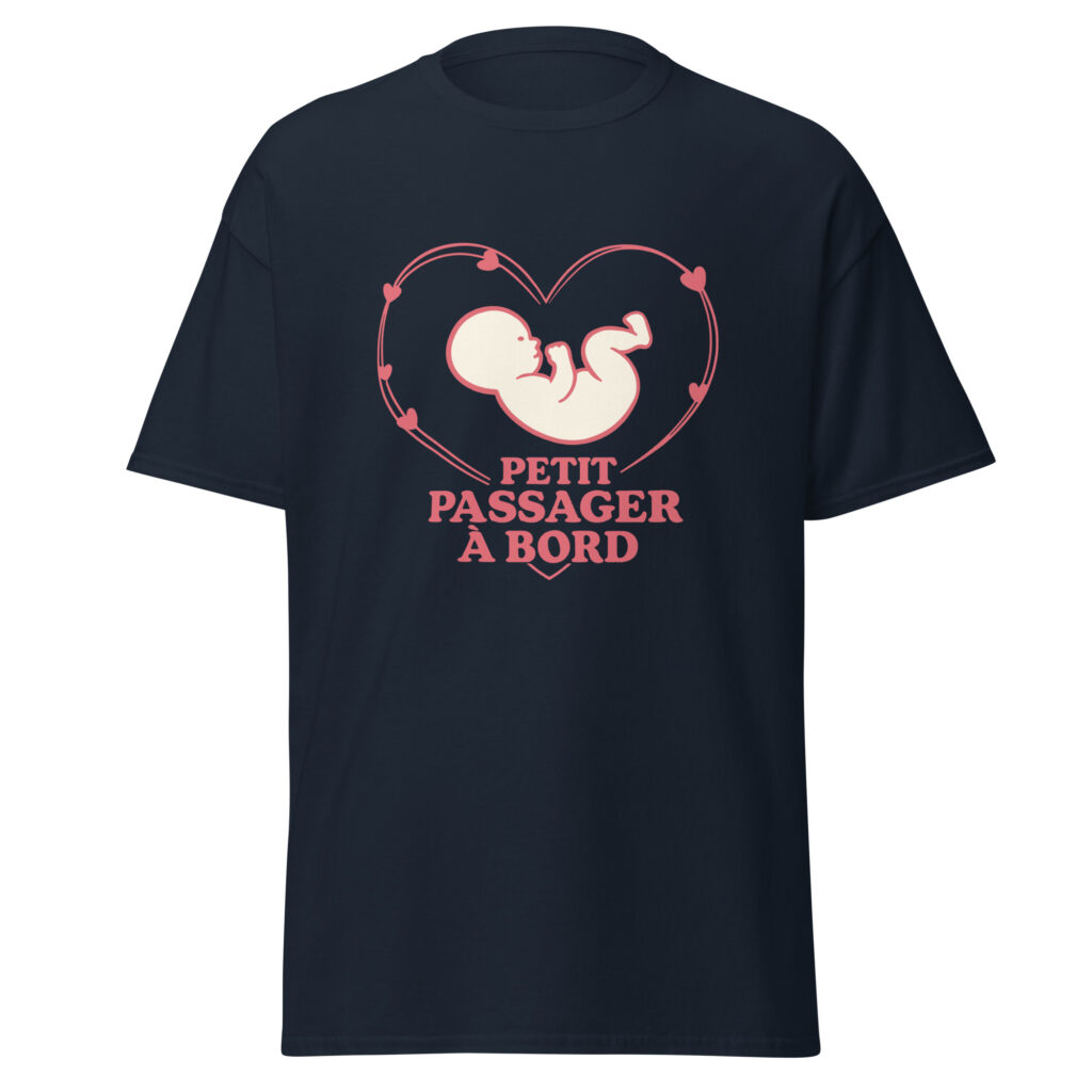 T-shirt naissance Petit passager à bord — Bleu Marine, face