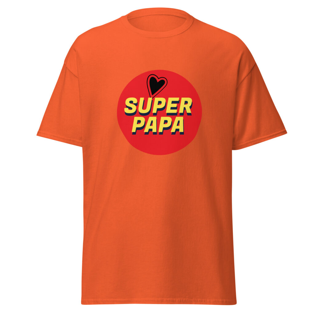 T-shirt super papa — Orange, face