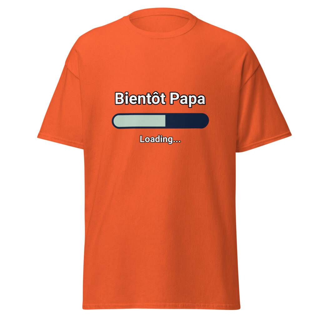 T-shirt Bientôt Papa — Orange, face