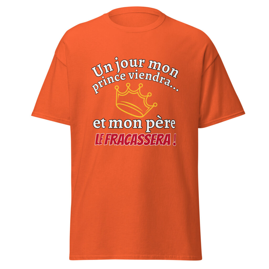 T-shirt un jour mon prince viendra — Orange, face