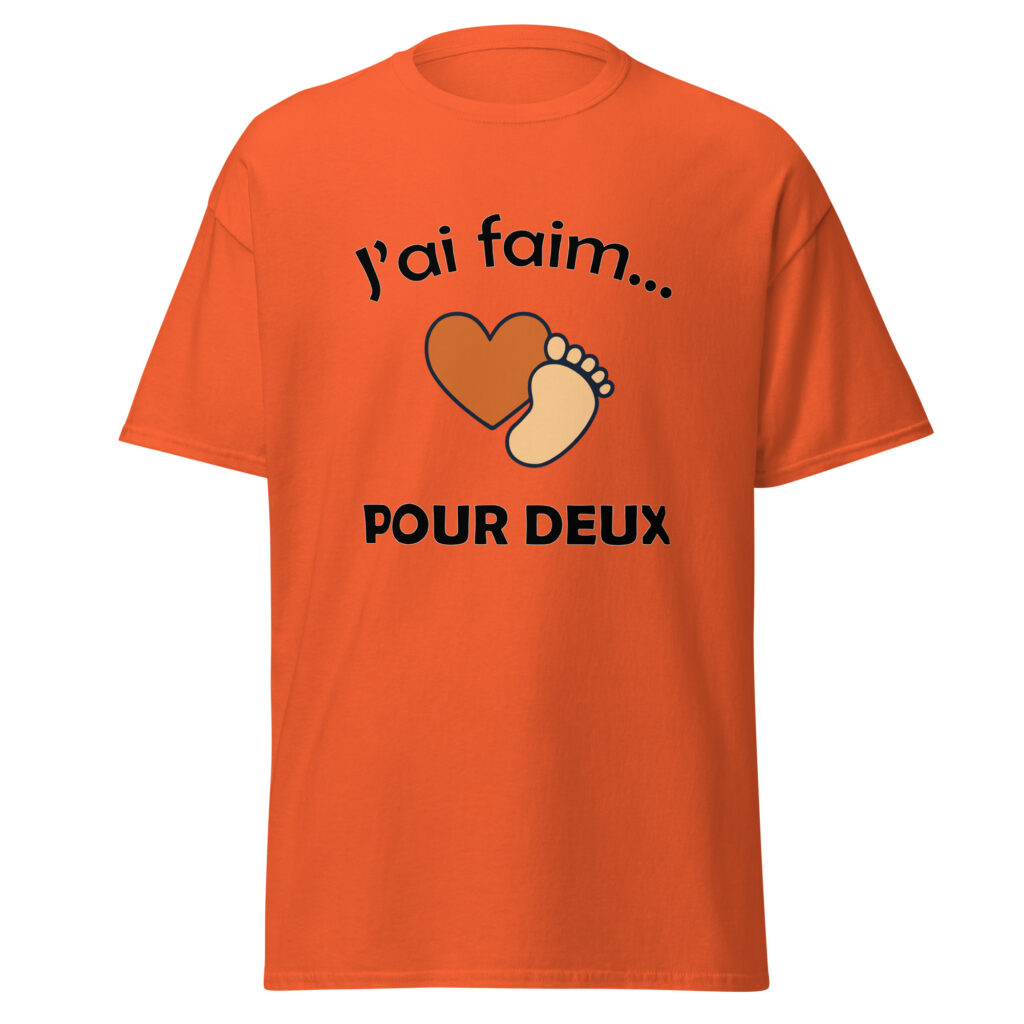 T-shirt naissance j'ai faim pour deux — Orange, face