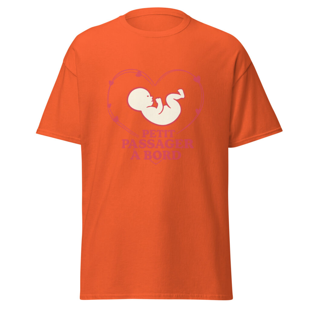 T-shirt naissance Petit passager à bord — Orange, face