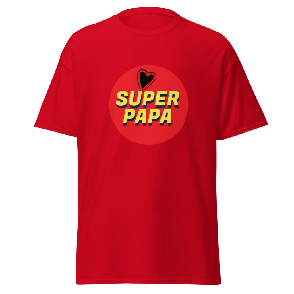 T-shirt super papa — Rouge, face