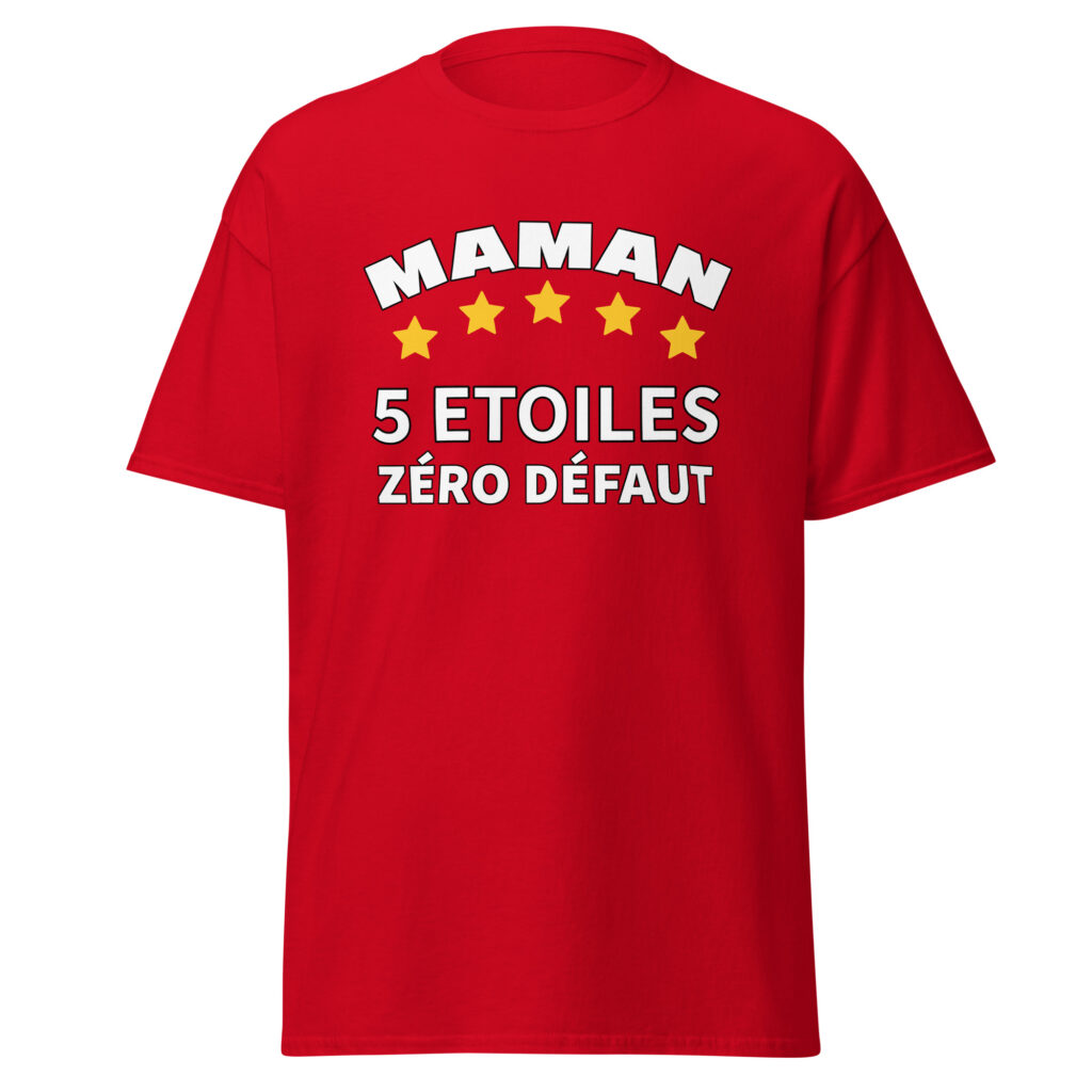 T-shirt maman 5 étoiles zéro défaut — Rouge, face