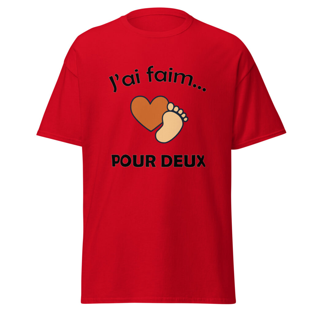T-shirt naissance j'ai faim pour deux — Rouge, face