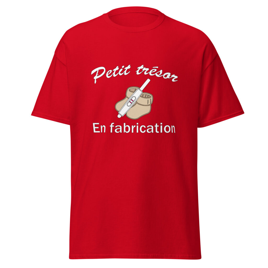 T-shirt petit trésor en fabrication — Rouge, face