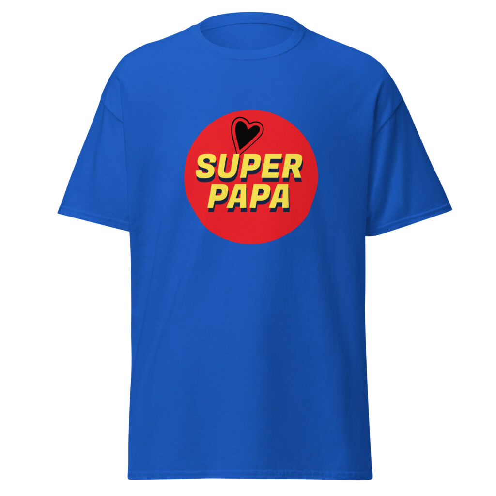 T-shirt super papa — Bleu Roi, face