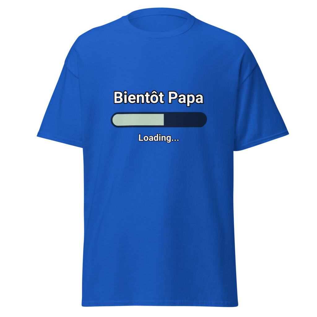 T-shirt Bientôt Papa — Bleu Roi, face