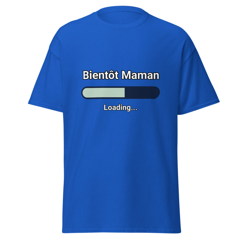 T-shirt Bientôt Maman — Bleu Roi, face