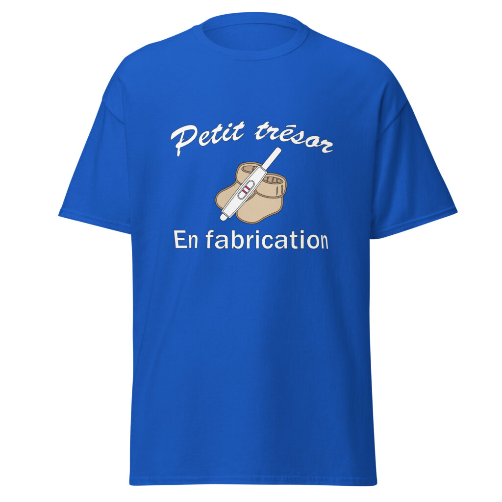T-shirt petit trésor en fabrication — Bleu Roi, face
